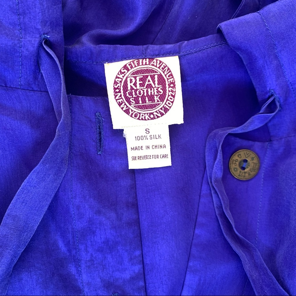 Vintage Saks Real Clothes Silk Blue Jumpsuit - Picture 4 of 14